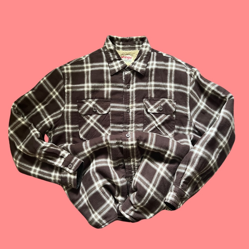 Wrangler Flannel Wool Lined Jacket Size Large